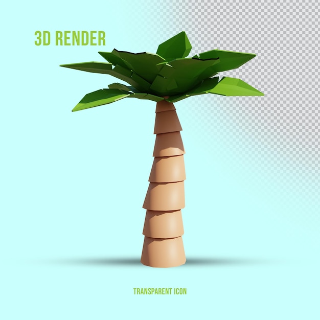 3D-Rendering isolierte Palme transparentes Symbol Vorderansicht