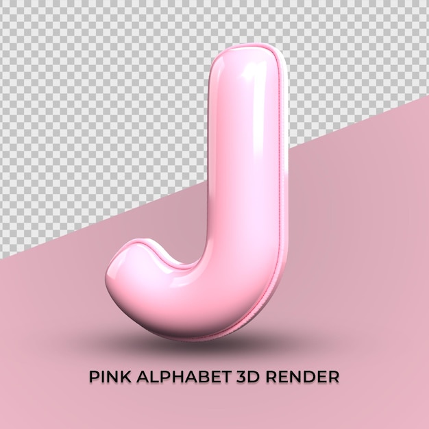 3d-rendering j alphabet rosa kunststoff süß