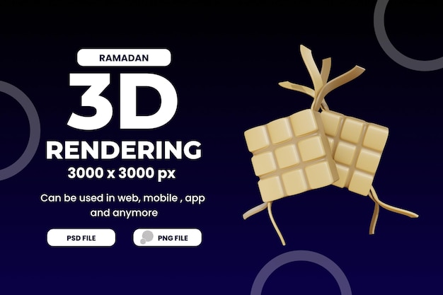 PSD 3d-rendering ketupat traditionelles ramadan illustrationsobjekt premium psd
