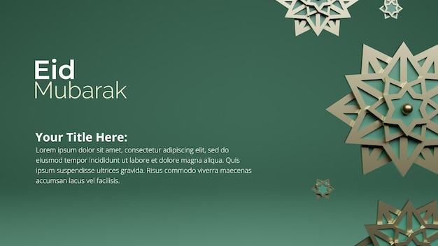 3d-rendering-konzept von eid mubarak mit abstraktem stern
