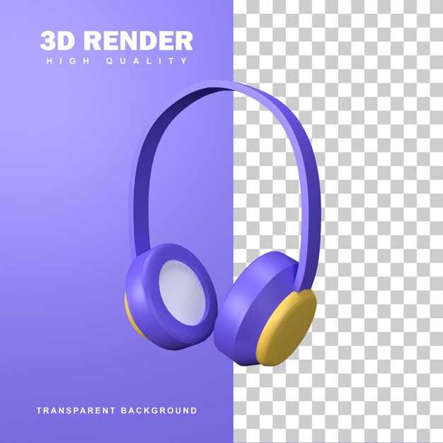 3d-rendering-kopfhörer zum musikhören..