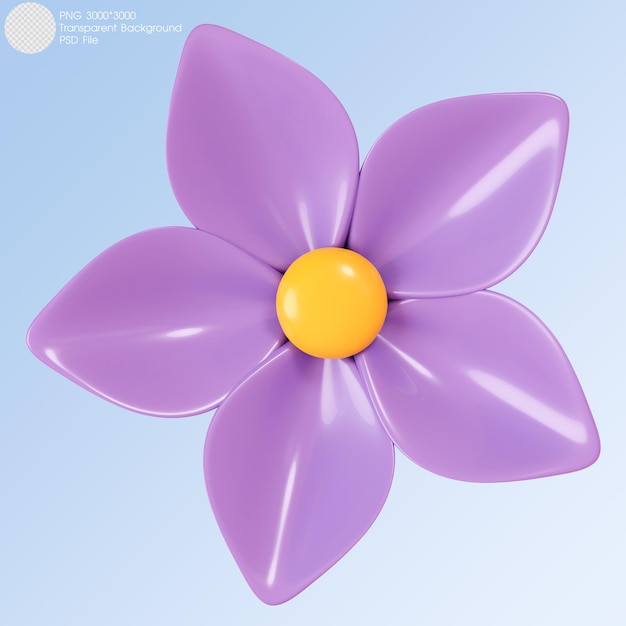 3D-Rendering Lila Blume isoliert auf dem Hintergrund