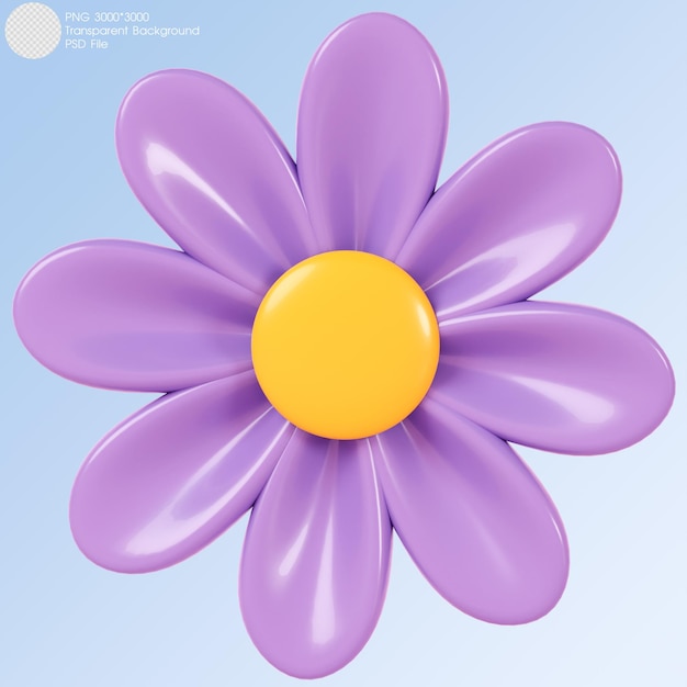 3D-Rendering Lila Blume isoliert auf dem Hintergrund