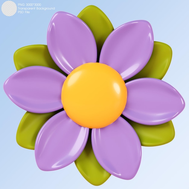 3D-Rendering Lila Blume isoliert auf dem Hintergrund