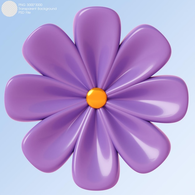 3D-Rendering Lila Blume isoliert auf dem Hintergrund