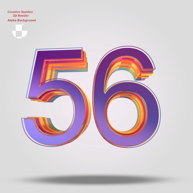 3D-Rendering lila Nummer 56 für Design