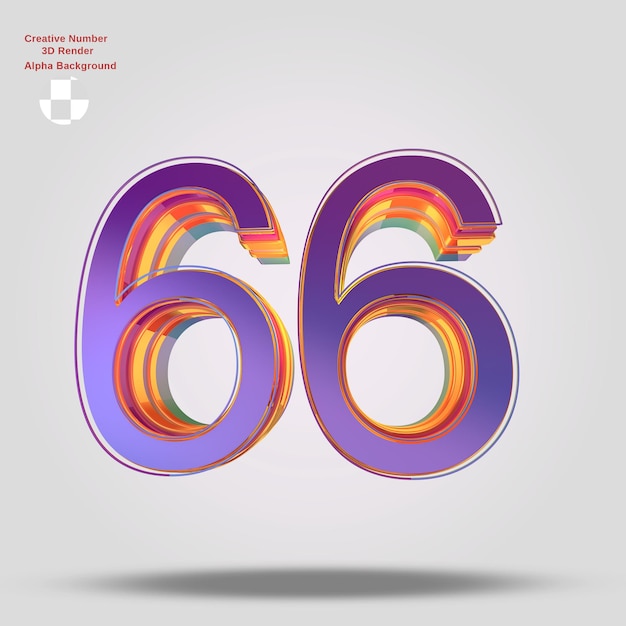 3D-Rendering lila Nummer 66 für Design