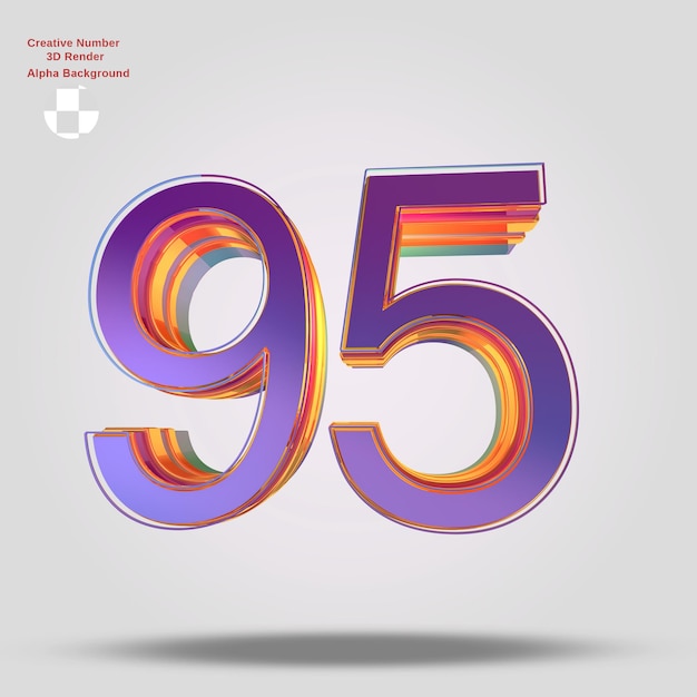 3D-Rendering lila Nummer 95 für Design