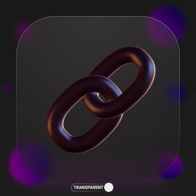 3d rendering link icon dark theme