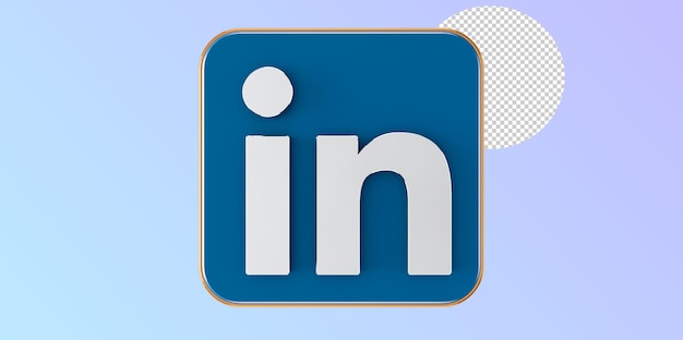 3D-Rendering Linkedin Logo Button Design mit transparentem Hintergrund