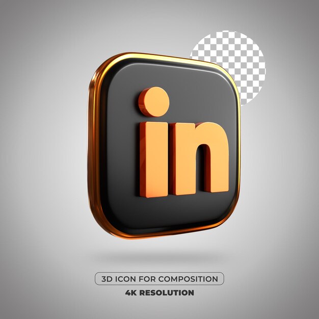 3D-Rendering Linkedin-Symbol isoliert 4k-Auflösung