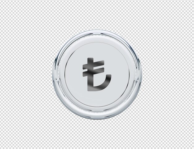 3D Rendering Lira Icono Plata Brillante