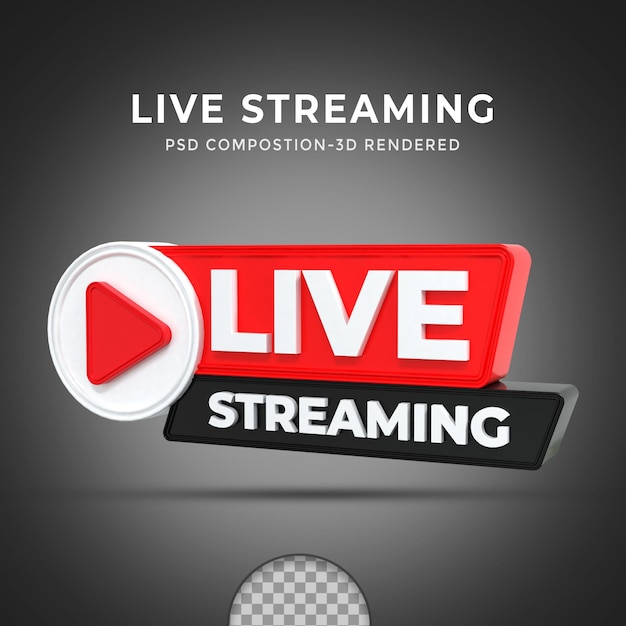 3d-rendering live-button social-media-live-streaming-beitrag