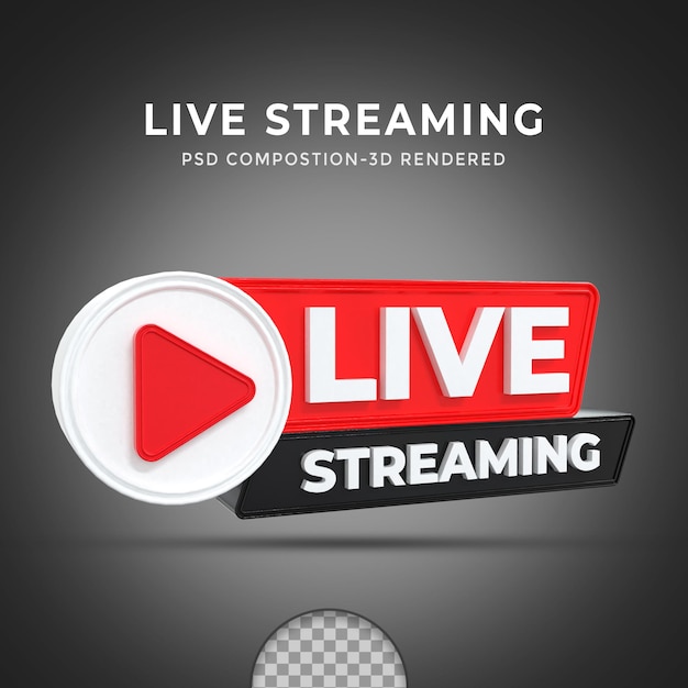 3D-Rendering Live-Button Social-Media-Live-Streaming-Beitrag