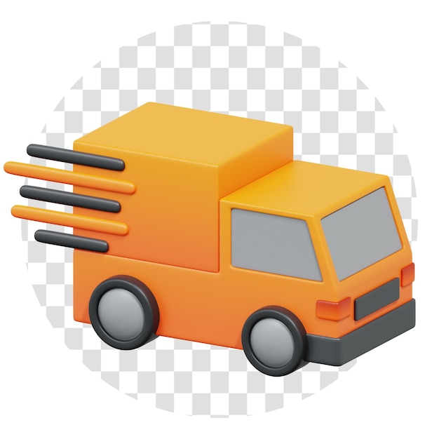 3D-Rendering LKW-Lieferung 3D-Symbol transparenter Hintergrund
