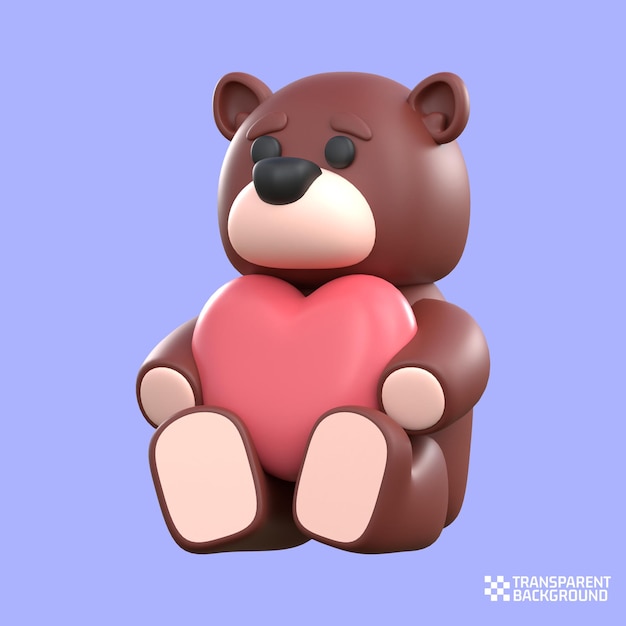 3D-Rendering LOVE BEAR Valentinsgruß-Symbol