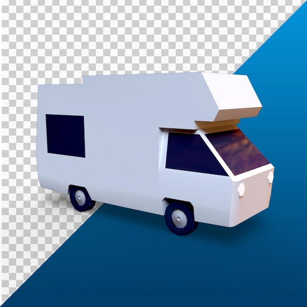 PSD 3d-rendering low-poly-krankenwagen 4k-auflösung