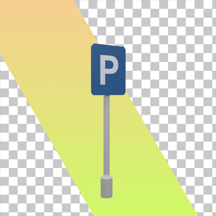 3D Rendering Low Poly Parcheggio Segno Isolato