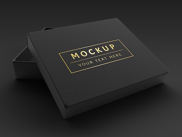 3D Rendering Luxus Black Leather Box Mockup