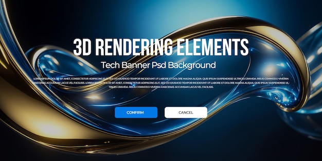 3D-Rendering Luxus-Metall-Flow Hintergrund-Banner-Element psd