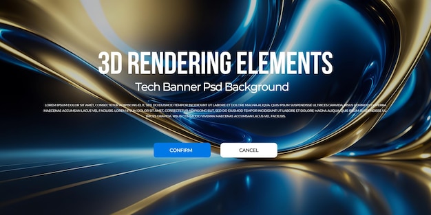 3D-Rendering Luxus-Metall-Flow Hintergrund-Banner-Element psd
