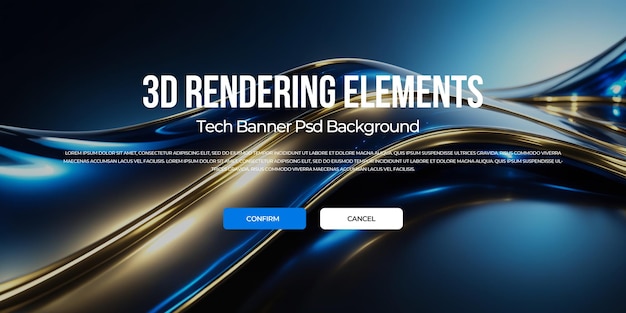 3D-Rendering Luxus-Metall-Flow Hintergrund-Banner-Element psd