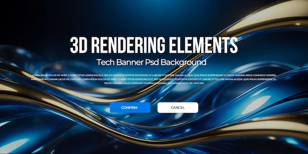 3D-Rendering Luxus-Metall-Flow Hintergrund-Banner-Element psd