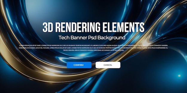 3D-Rendering Luxus-Metall-Flow Hintergrund-Banner-Element psd