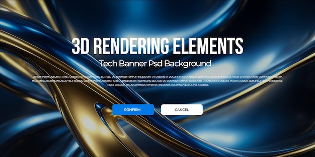 3D-Rendering Luxus-Metall-Flow Hintergrund-Banner-Element psd