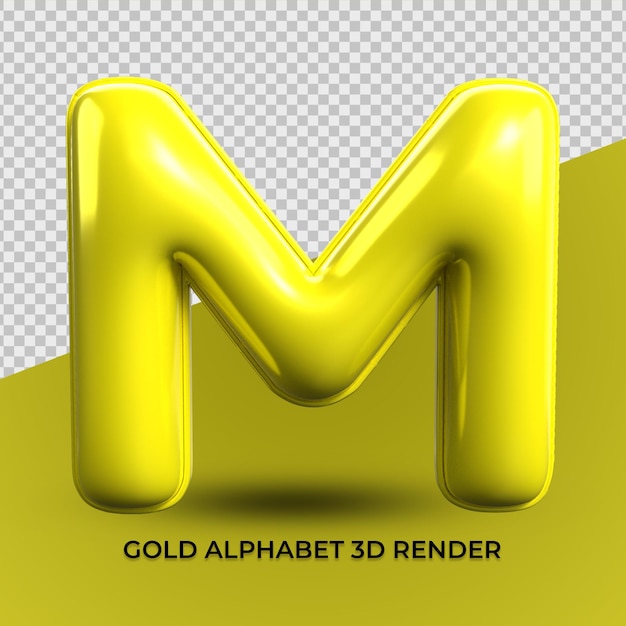 3d-rendering m-alphabet gelber kunststoff