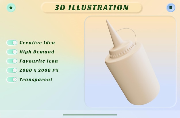 3d-rendering mayonnaise-sauce-flasche