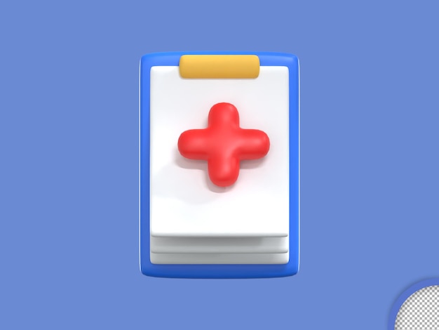 PSD 3d rendering medical icon cruz roja en el titular de la tarea