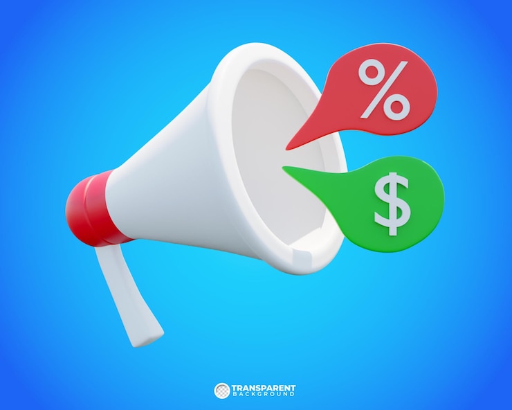 PSD 3d rendering mega sale and discount