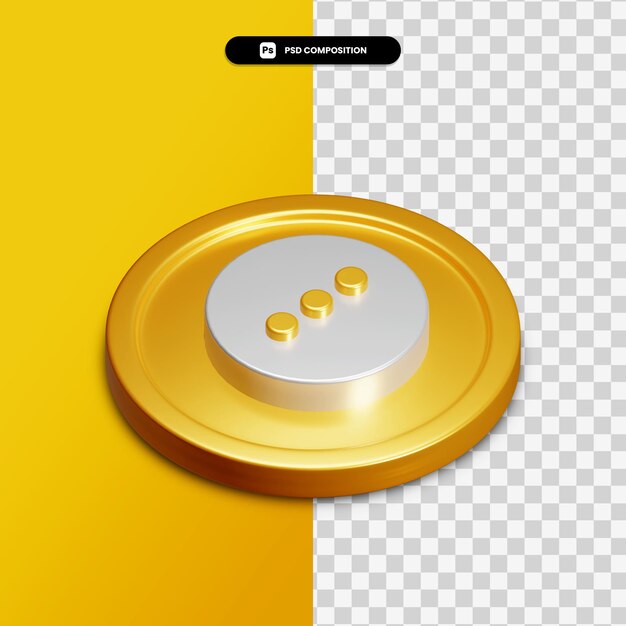 3D-Rendering mehr Symbol auf goldenem Kreis isoliert