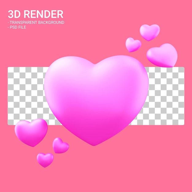 PSD 3d-rendering mehrere herzen