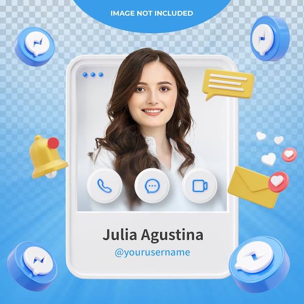 PSD 3d-rendering messenger-profil