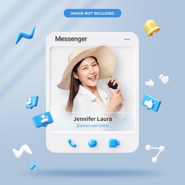 PSD 3d-rendering messenger-profil