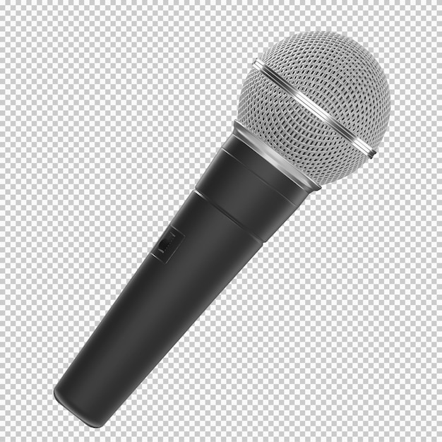 3d rendering microphone isolated on transparent background