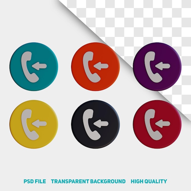 PSD 3d-rendering minimalistisches app-symbol für eingehende anrufe premium-psd