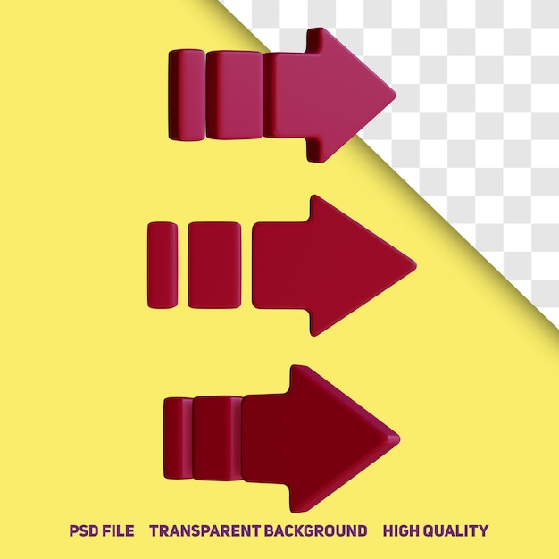 3D-Rendering minimalistisches Pfeil-Premium-PSD-Symbol