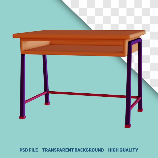 3D-Rendering minimalistisches Schultisch-Premium-PSD-Symbol