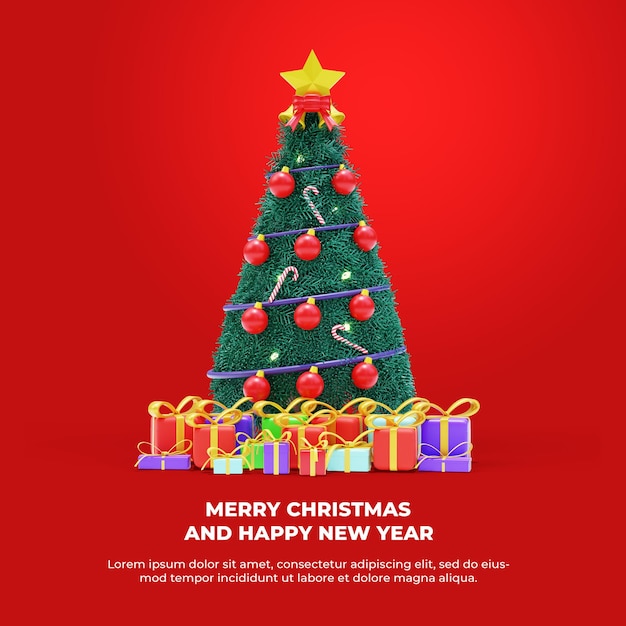 3D-Rendering mit frohes Weihnachten und Neujahrskonzept