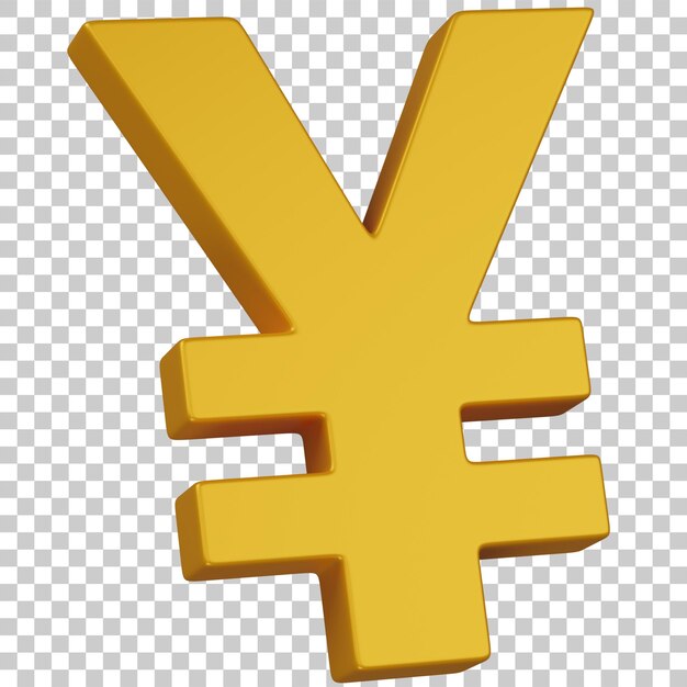 3D-Rendering mit goldenem Goldenen Yen-Symbol