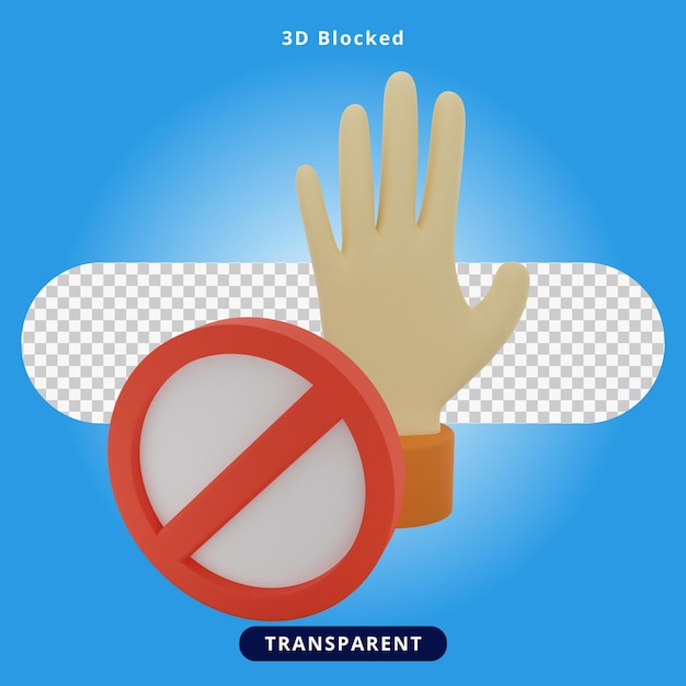 PSD 3d-rendering mit hand illustration blockiert