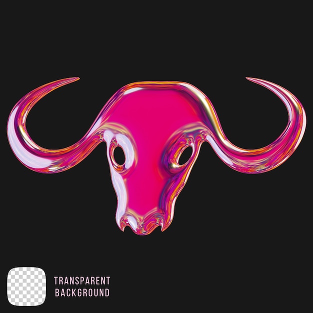 3D-Rendering mit metallischer Stierkopfform