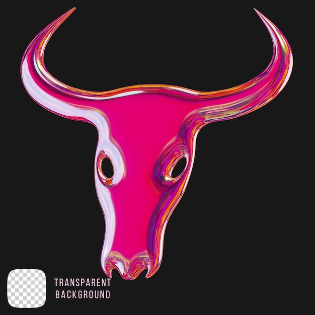 3D-Rendering mit metallischer Stierkopfform