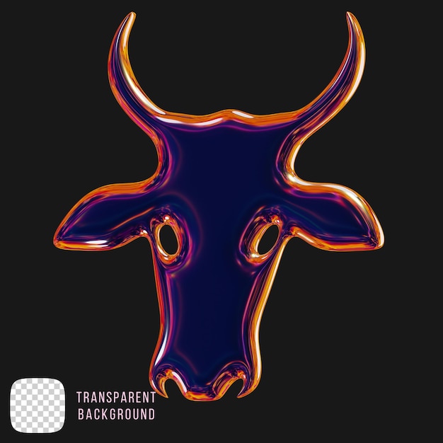 3D-Rendering mit metallischer Stierkopfform