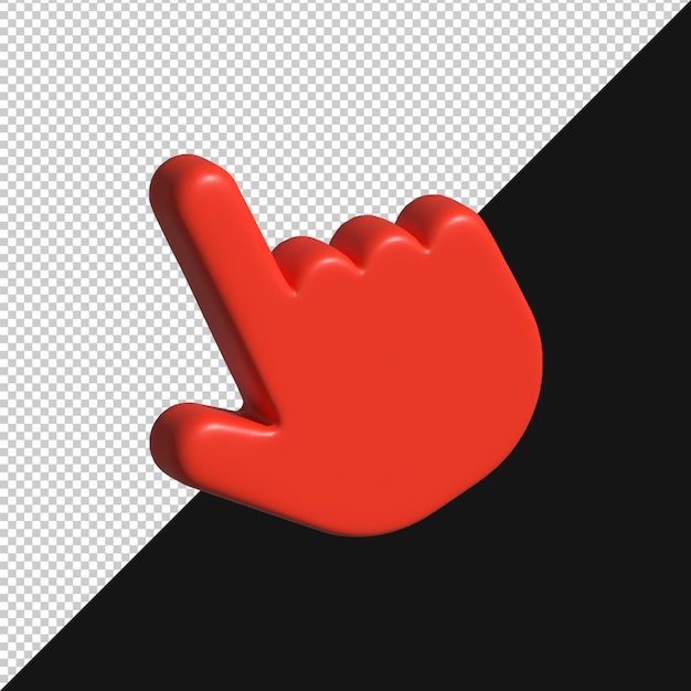 3D-Rendering mit rotem Zeige-Hand-Cursor-Symbol