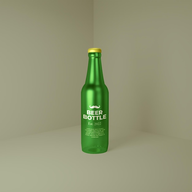 3d-rendering mockup bierflasche im zimmer