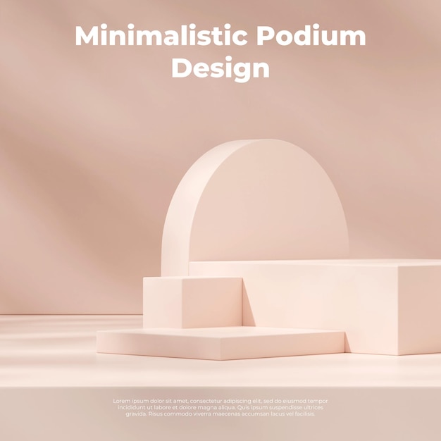 3D-Rendering-Mockup-Vorlage für Podium in geometrischer Form im quadratischen leeren Szenenhintergrund